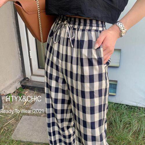 现货夏季新款，欧货格子裤配高腰T恤，女装T恤，HTYX(6F)