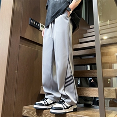 得物二开春季新款撞色侧条纹伞兵裤宽松直筒休闲运动裤K503-P32，男装休闲裤，星座914-3
