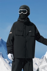 冬款防风防水单板双板保暖加棉加厚连帽滑雪服外套男女HF58-P160，男装棉衣，电商A001