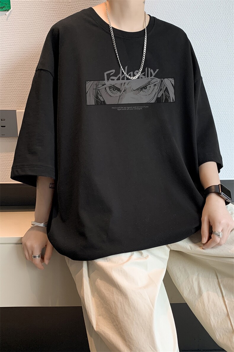 已注册/夏季内景纯棉欧美人物印花短袖T恤男宽松体恤衫DT9698/P25,男装T恤,电商B316