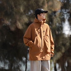 春秋款男士宽松工装大口袋连帽夹克宽松百搭外套冲锋衣JK8801-P65，男装夹克，电商B306