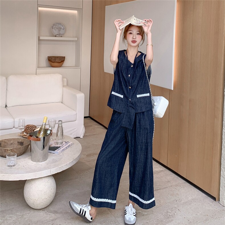 主推大量现货25新款牛仔套装2D044-758-P两件套160-P三件套180,女装套装/套裙,2D044