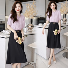 时尚套装裙女夏新款蕾丝拼接名媛气质半身裙高端精致两件套连衣裙，女装套装/套裙，时尚俏佳人