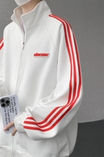 8XL-M条纹撞色开衫新年红卫衣运动套装潮牌运动服校园风TZ114P118，男装休闲套装，电商D206-1