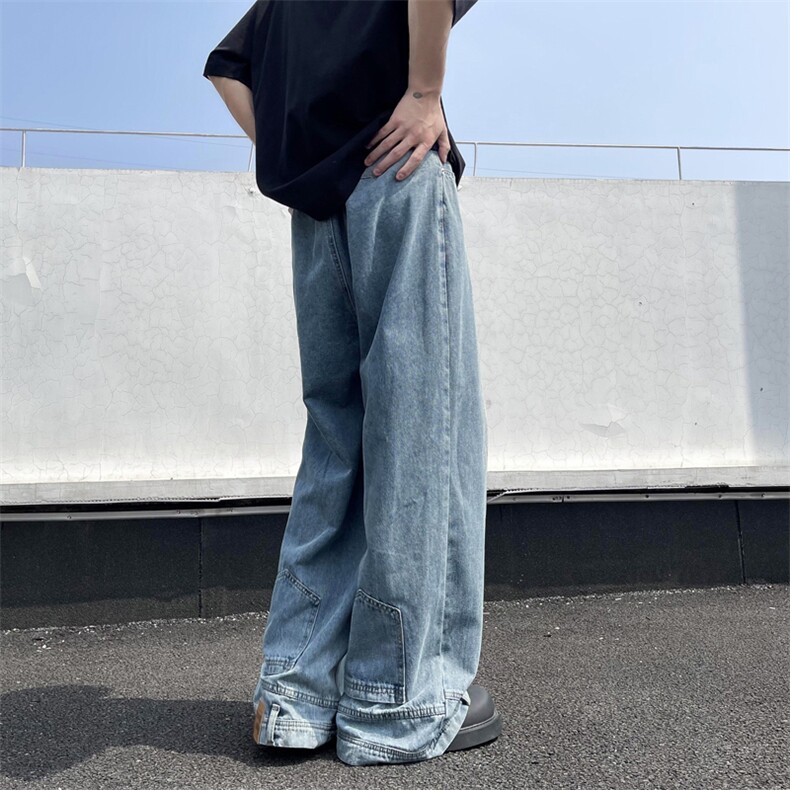 新款设计感倒装牛仔裤男女水洗阔腿复古长裤子1008-N80500-p50,男装牛仔裤,星座1008