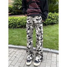 【现货】612-K211-P65美式复古多口袋迷彩裤直筒男女工装牛仔裤，男装牛仔裤，星座612
