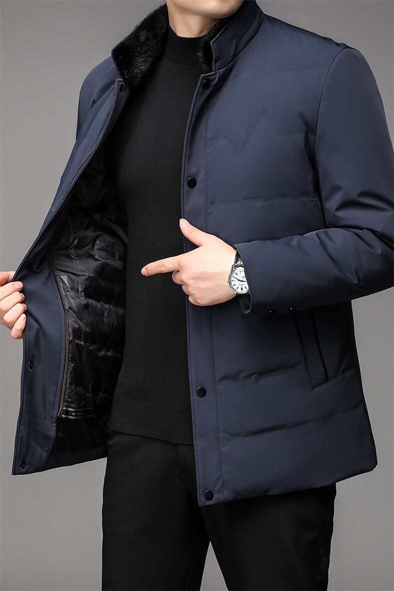 中年男士新款羽绒服立领加厚上衣冬季商务休闲白鹅绒外套男装,男装羽绒服,电商B212（原钱塘6029）
