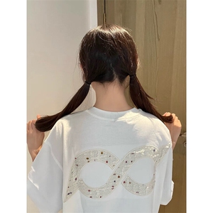 万针全刺绣工艺抖音得物高品质260克重磅纯棉双纱美式高街短袖T恤图片