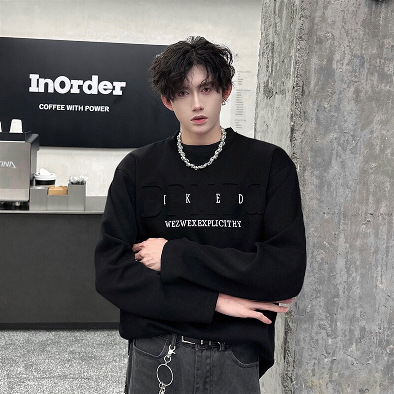 25年春季新款现货字母钢印花休闲卫衣打底T恤复古美式T恤特P42，男装卫衣，电商B319