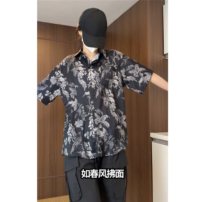 控价59扎染花衬衫水墨印花风衬衫多色宽松短袖衬衫CS892P30图片