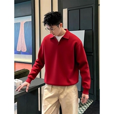 红韩纯棉POLO衫透气吸汗男长袖翻领T恤中年男女休闲送爸爸保罗衫，男装T恤，星座715-4