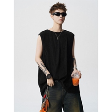 BX1146-特P25控48肌理感坎肩冰丝背心男夏宽松运动健身无袖T恤，男装背心/马甲，电商A059