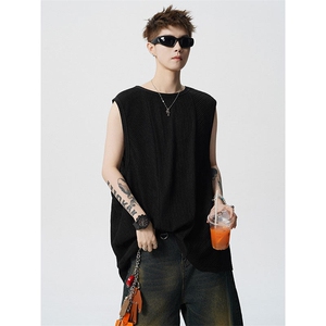 BX1146-特P25 控48 肌理感坎肩冰丝背心男夏宽松运动健身无袖T恤,男装背心/马甲,电商A059