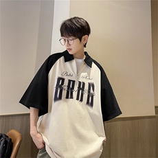 港风重磅全棉撞色插肩袖polo衫短袖男T恤XP2236-P45控68，男装Polo衫，电商B370