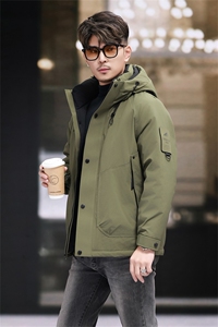 新标90绒中年轻薄羽绒服外套男士秋冬季连帽时尚休闲羽绒服夹克图片