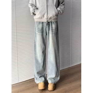 美式高街牛仔裤男女韩版潮流帅气百搭2025秋冬ins长裤RK3219-P48图片