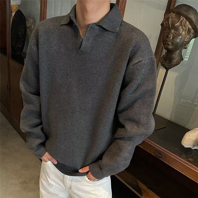 美式潮牌翻领针织衫宽松男MY66-P59图片
