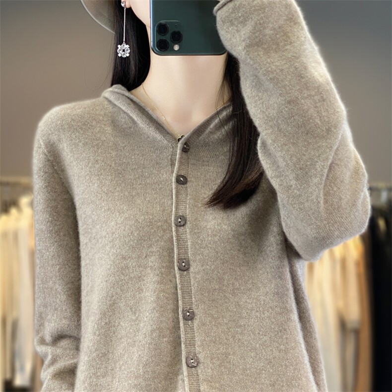 2025年秋季常规通勤单件长袖一线成衣帽衫羊毛衫,女装羊毛衫,昭美羊绒