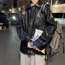 春秋宽松皮衣男生帅气潮牌机车外套韩版潮流ins百搭夹克JK018-p65，男装夹克，星座1008
