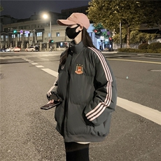 情侣冬装港风织带棉服刺绣logo棉衣休闲加厚外套男G1105P118，男装棉衣，电商A339