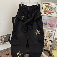 美式复古hiphop牛仔裤女廓形宽松拖地裤子N81220-P63，男装牛仔裤，星座308B-2