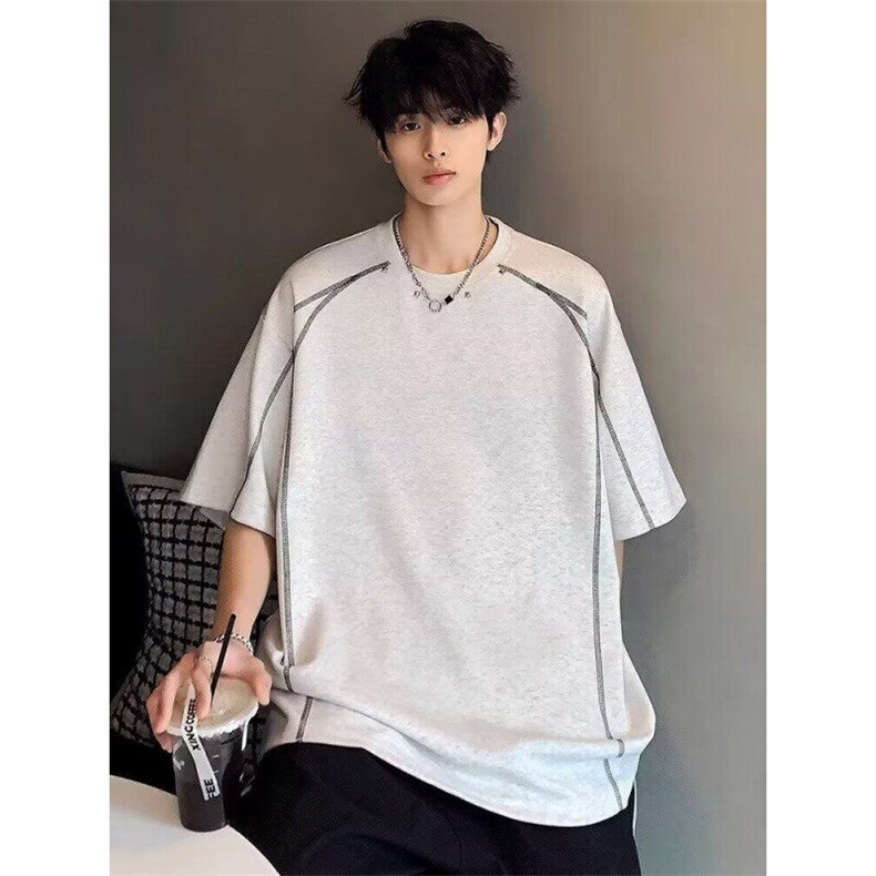 解构铆钉明线短袖t恤男夏季潮牌高街痞帅宽松设计感半袖上衣TG09,男装T恤,星座1116A（原606A-3）