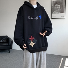 秋季美式小众情侣加厚外套宽松重工贴片刺绣连帽卫衣男潮WY22P78，女装短外套，电商D206-1
