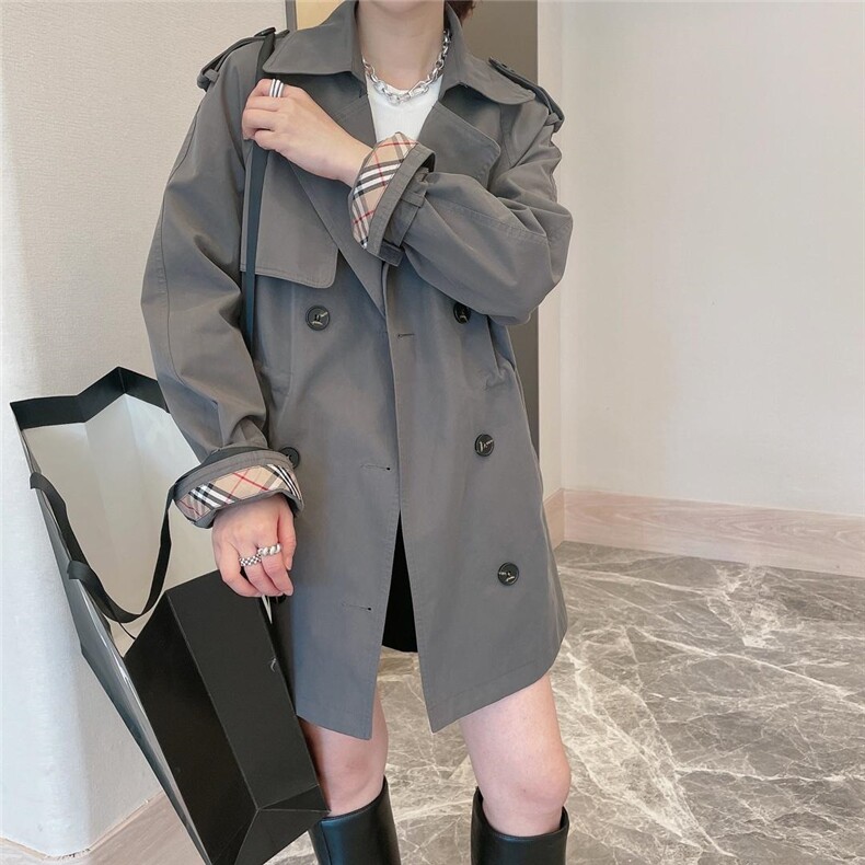 袖子拼格风衣，补单，女装风衣，麦缇诺