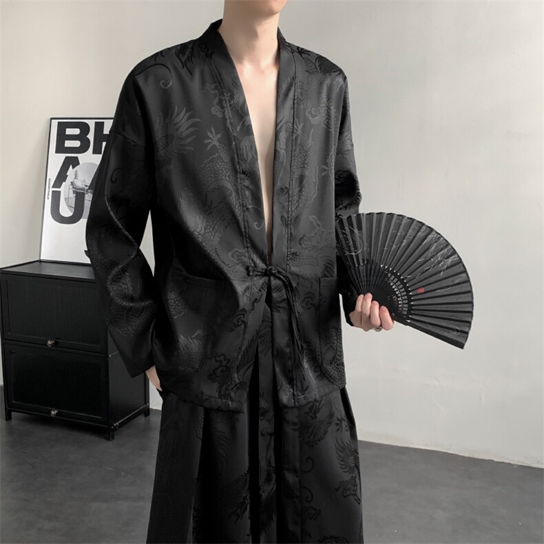 2025秋装新款加厚龙纹夹克开衫外套唐装汉服新中式2512-P50，男装夹克，电商A057