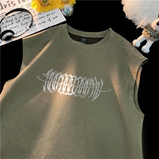 可设48小时发货支持抖音得物来样二开240克重磅美式麂皮绒背心t恤，男装背心/马甲，电商A486-1