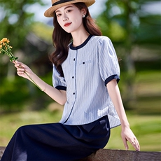 巨好看通勤气质套装女2025夏季新款时尚减龄短袖衬衫裤腿裤两件套，女装套装/套裙，靓衣阁