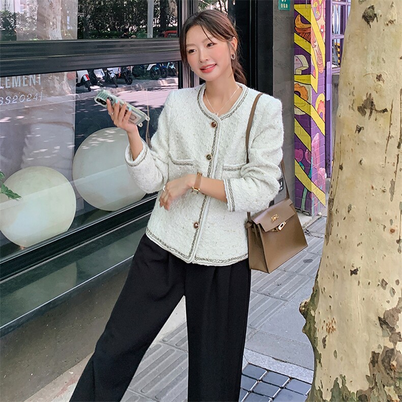 燕麦羊毛法式小香风外套女2025年春秋新款高级感百搭短款轻奢上衣,女装毛呢外套,天使之佳话