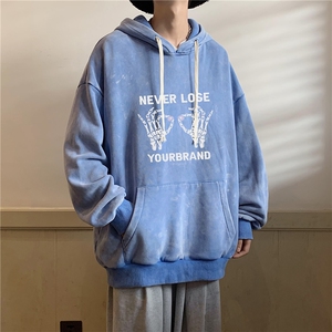 新款秋冬港风宽松连帽套头卫衣X5667-常规P70控88-加绒P80控98图片