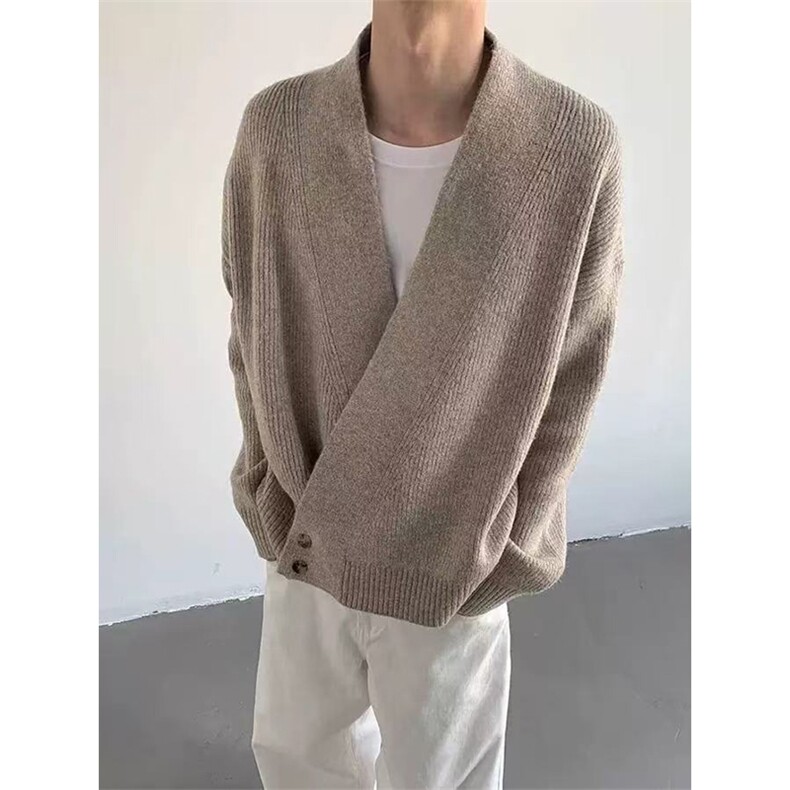 网图有货一旦道院针织衫设计感立领毛衣开始V领外套男A1013-P53,男装针织衫/毛衣,星座1505