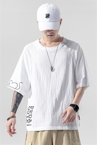 2021夏季新款日系大码男风老鼠印花短袖亚T恤T190-P28图片