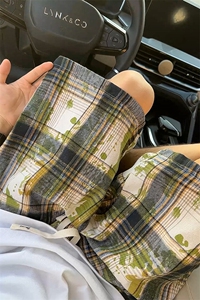 扎染格子短裤男夏季美式复古高街vibe高级感潮流宽松休闲五分裤子图片