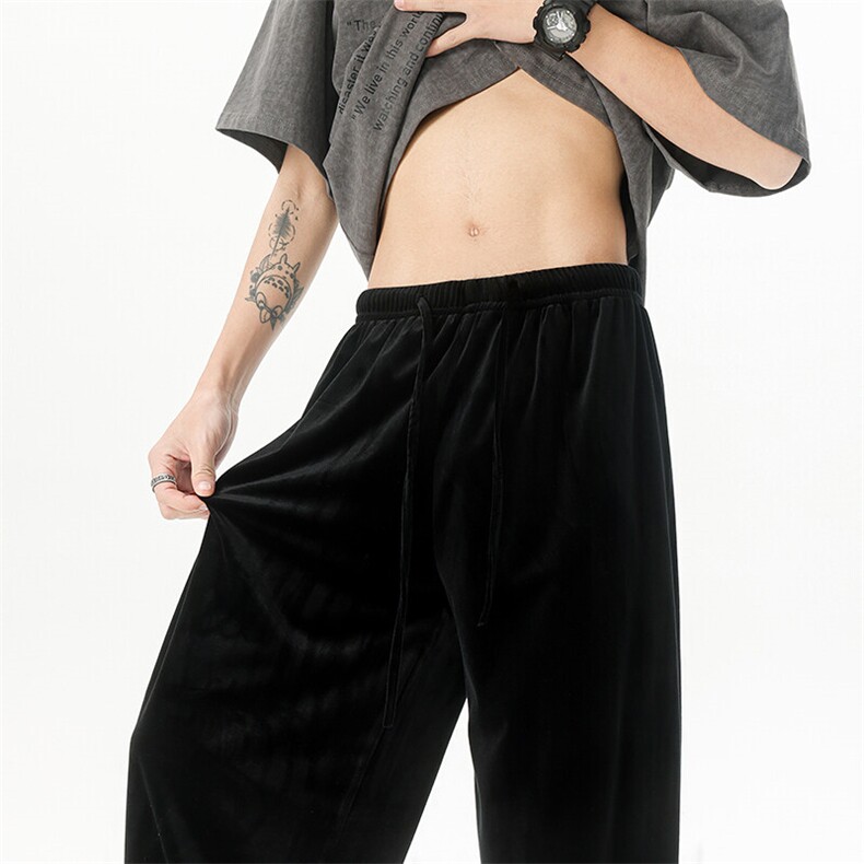 8XL-M加绒美拉德宽松金丝绒阔腿裤垂感拖地裤K993P55加绒65控78,男装休闲裤,电商D206-1