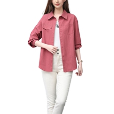 纯棉长袖衬衫女2024年春秋新款大码休闲中年妈妈洋气减龄时尚衬衣，女装衬衫，曼沙奕珂