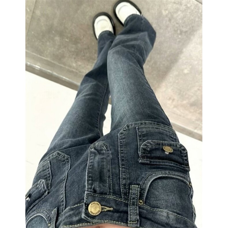 复古大码百搭显瘦高级感高腰显瘦牛仔裤女弹力微喇裤NY749,男装牛仔裤,星座1116A（原606A-3）