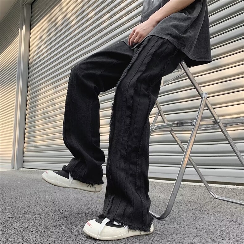 毛边牛仔裤男夏季直筒宽松高街美式裤子潮牌K2003-P45,男装牛仔裤,星座1109-3