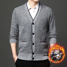 外贸秋冬男士针织开衫青中年加绒加厚长袖毛衣休闲外套KF8801 P42图片