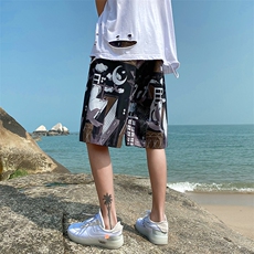2023夏季新款日系蓝底大码海鸥休闲短裤M-5XHK21205-P25，男装休闲裤，电商A022