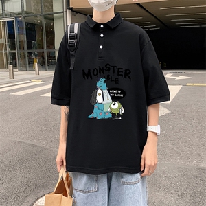 PL57074-P35 翻领短袖polo衫男大码胖子半袖t恤男有领保罗衫 模特图片