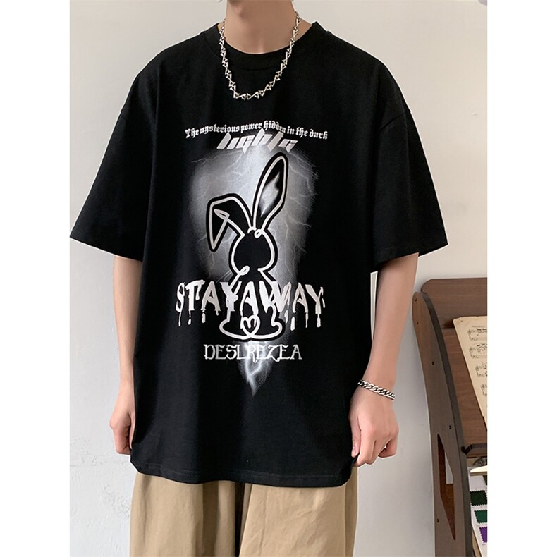 美式高街短袖男士夏2024大码街头印花纯棉XZ225-3-T02-P28控38,男装T恤,星座225-3