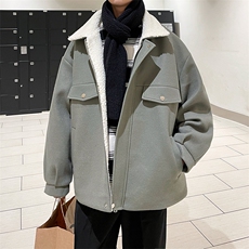冬季呢料加厚ins港风羊羔毛外套男宽松棉衣棉服棉袄A071-066-P125，男装棉衣，电商A071