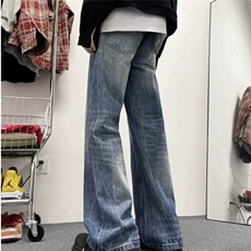 现货!港风新款2025潮流百搭直筒宽松大码牛仔裤松紧腰NZ6215-P40，男装牛仔裤，星座1103-2