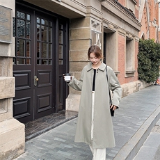 绿色中长款风衣外套女春秋2025新款港风复古减龄大码宽松大衣爆款，女装风衣，浙宝276（原081）