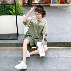 拼接撞色连体裤女夏季新款休闲显瘦工装阔腿连衣裤82337P115-K168，女装连体裤，辉之琳