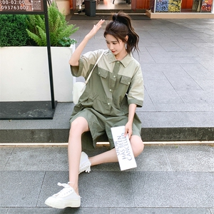 拼接撞色连体裤女夏季新款休闲显瘦工装阔腿连衣裤82337P115-K168图片