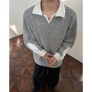 美式重磅雪尼尔长袖T恤男秋冬季打底衫polo衫加绒加厚卫衣外套男图片